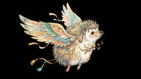 Winged hedgehog with ornate decorated wings in folk art style, isolated on transparent background. Great for stickers, t-shirt design, print on demand, clipart, and sublimation.