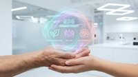 Hands holding holographic ESG sphere with environmental social governance icons in modern office space representing sustainable business practices and corporate responsibility.
