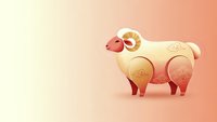 Stylized ram with curved horns on gradient background for Chinese zodiac year celebration and festive decorations.