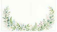 Watercolor botanical wreath with green foliage, ferns, and delicate purple flowers on isolated white background, ready for wedding invitations and design projects.