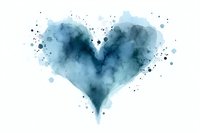 Blue watercolor heart with paint splatters on white background, romantic love symbol for Valentine's Day cards, wedding invitations and greeting designs.