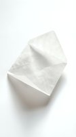 Open white envelope isolated on white background, top view with soft shadows, minimalist mail concept for communication and correspondence design.
