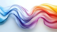 Colorful flowing abstract wave design with smooth gradient from blue to purple, pink, and orange creating dynamic motion effect on white background.