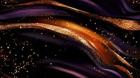 Flowing golden and purple liquid with sparkling particles creates an elegant abstract background suitable for luxury branding, wallpapers, and premium design projects.