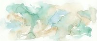 Abstract watercolor background with soft green and beige tones flowing organically across white paper creating gentle artistic texture for creative projects.