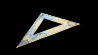 Rusty metal triangle ruler with weathered patina, isolated on transparent background. Ready for design use on t-shirts, clipart, stickers, and print-on-demand products.
