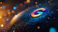 Colorful spiral galaxy formation made of glowing particles with bokeh effect background. Digital art visualization shows cosmic space and stellar motion.