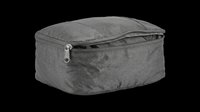 Soft gray fabric travel organizer bag with zippered closure, isolated on transparent background, ready for t-shirt design, clipart, stickers, and print-on-demand products.