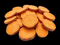 Sweet potato slices piled together, isolated on transparent background, ready for food blogs, menus, stickers, print on demand, and T-shirt design use.