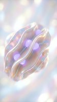 Holographic iridescent abstract shape with flowing curves and bokeh lights on soft pastel background for modern digital art and futuristic design projects.