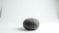 Single smooth gray stone pebble isolated on white background for zen meditation spa wellness design projects and natural decor elements.