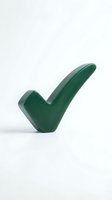 Green glossy checkmark figurine standing on white background, symbolizing approval, success, and confirmation for business and marketing concepts.