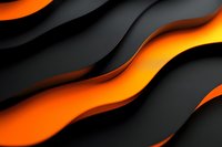 Dynamic wavy pattern with glowing orange light effect against dark black background creates dramatic contrast and modern abstract design for backgrounds and presentations.