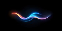 Glowing neon wave lines with red and blue gradient colors on black background, abstract light effect for modern digital design and motion graphics.