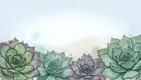 Watercolor succulent plants border with green and purple leaves on soft textured background for botanical design projects and natural decor.