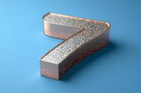Number seven in rose gold metallic finish with glitter texture on blue background, modern typography design element for creative projects.