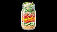 Fresh salad in a glass jar with colorful layers of vegetables, isolated on transparent background, ready for stickers, t-shirt design, and print on demand use.