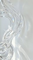 Abstract flowing glass ribbons with prismatic reflections creating elegant curved forms on soft gradient background for luxury design projects.