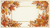 Autumn foliage frame with fall leaves, berries, and branches in warm orange and gold tones on cream background. Isolated design element.