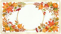 Autumn foliage frame with pumpkins, fall leaves, and berries surrounding circular white space for text or design elements.