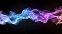 Colorful smoke waves flowing horizontally with vibrant blue and purple hues creating dynamic motion effect on dark background for creative projects.