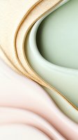 Soft flowing curves in mint green, blush pink and gold create elegant abstract waves with subtle glitter texture. Modern minimalist design for luxury branding.