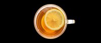 Hot lemon tea in a glass cup viewed from above, isolated on transparent background, ready for stickers, t-shirt design, print on demand, and clipart use.