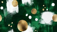 Abstract emerald green background with golden and white circles on textured brush strokes, creating modern artistic composition for luxury design projects.