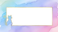 Watercolor frame with golden cats silhouettes on pastel rainbow background. Copy space for text, invitations, greeting cards, social media posts.