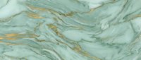 Elegant green marble texture with golden veins flowing across surface. Natural stone pattern for luxury interior design, countertops, and decorative applications.