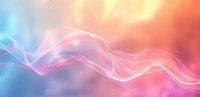 Ethereal flowing waves of pink and blue light create dreamy abstract background with soft bokeh effects and glowing translucent curves for design projects.