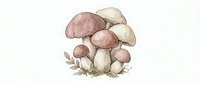 Watercolor mushroom cluster with earthy tones isolated on white background for botanical illustration and nature design projects.