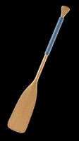 Wooden paddle with blue grip isolated on transparent background, ready for clipart, t-shirt design, stickers, print-on-demand products and sublimation projects.