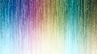 Colorful rainbow gradient background with digital rain effect and glowing particles streaming downward for modern technology designs.