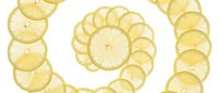 Fresh lemon slices arranged in a spiral pattern on white background, creating a vibrant citrus design for food, health, and summer concepts.