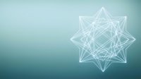 Abstract geometric wireframe star structure on gradient blue background for modern technology and network design concepts.