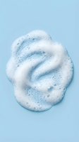 White and blue foam swirl on pastel background for skincare cosmetics and beauty product design concepts.