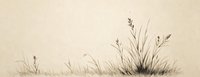 Minimalist watercolor painting of wild grasses and delicate stems against soft beige background, creating serene natural landscape for botanical art prints.