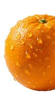 Fresh ripe orange with water drops on white background, isolated juicy citrus fruit with textured peel for food and healthy eating concepts.