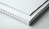 Stack of white paper sheets with layered edges showing thickness and texture against light background, suitable for business and printing designs.