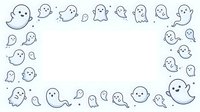Cute ghost characters with simple faces scattered around white space, isolated on transparent background ready for Halloween designs, greeting cards, children's illustrations, and merchandise applications.