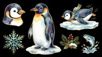 Penguin character with orange beak isolated on transparent background, ready for t-shirt design, clipart, stickers, sublimation and print-on-demand products.