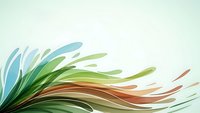 Abstract flowing ribbons in green blue orange creating dynamic wave motion on light background for modern design projects.