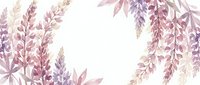 Watercolor floral frame with pink and purple botanical elements creating elegant border on white background for wedding invitations and feminine designs.