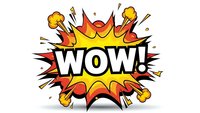 Comic book explosion burst with WOW text in bold letters. Colorful pop art style starburst with red, orange, yellow flames on white background.