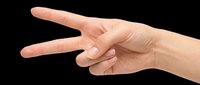 Caucasian hand making peace sign gesture isolated on transparent background, ready for t-shirt design, clipart, stickers, print-on-demand and sublimation projects.