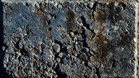 Weathered concrete surface with cracked and peeling texture, showing aged gray and brown tones. Use for backgrounds, construction, decay, or industrial design projects.