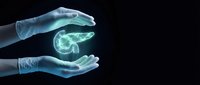 Gloved hands protecting glowing green energy sphere on dark background for medical technology and healthcare innovation concepts.