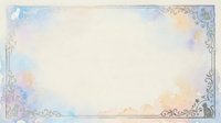 Elegant vintage frame border with soft watercolor splashes in pastel blue, purple and orange tones on light background for invitations and greeting cards.
