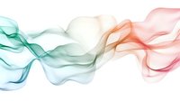 Flowing abstract smoke waves in coral pink and turquoise colors on white background, elegant dynamic motion design element for creative projects.